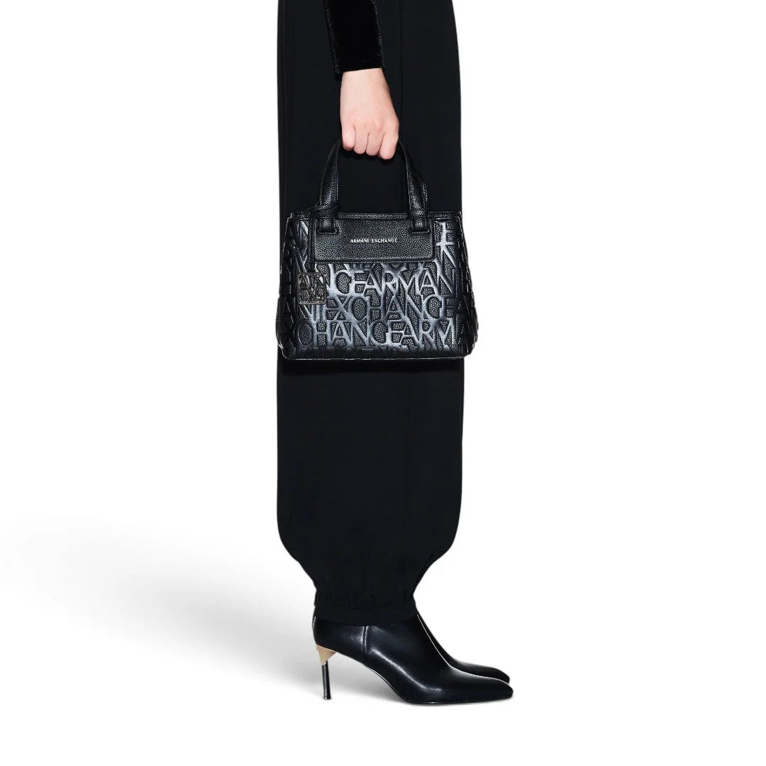 ARMANI EXCHANGE Tote Shopping Bag With Coated Belts XW001576-BLK - Black