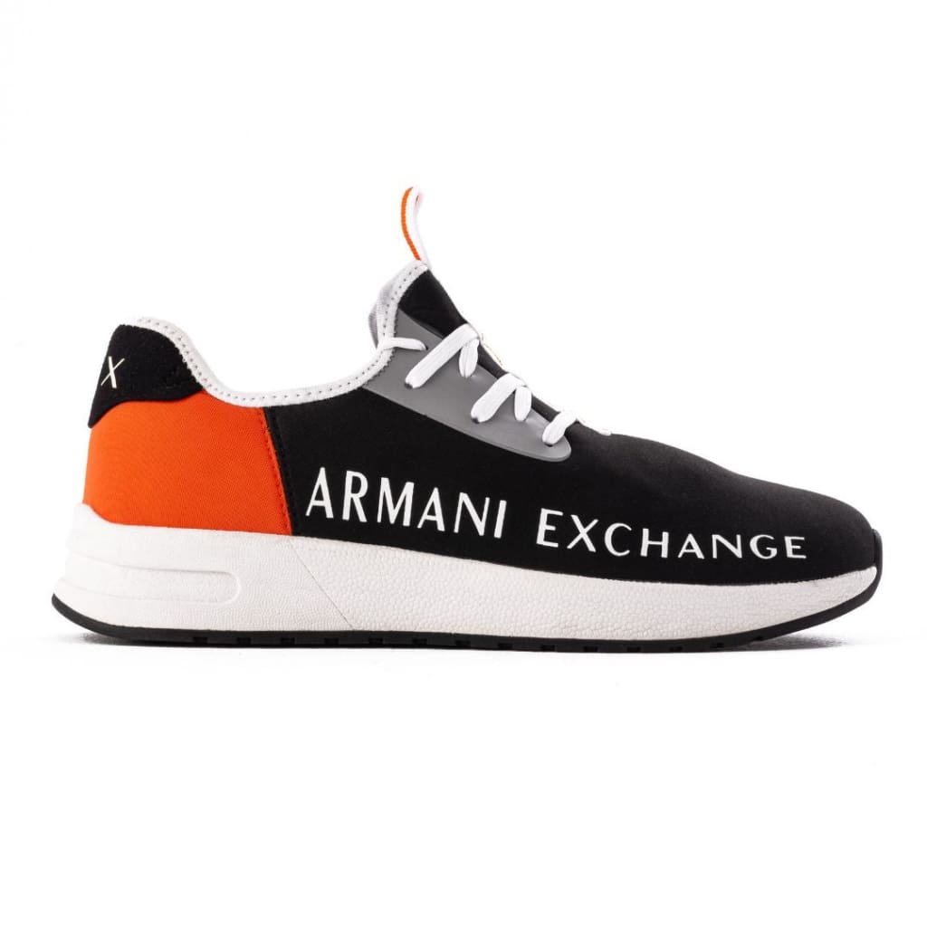 ARMANI EXCHANGE XUX058 Logo Sock Style Sneakers - BLKORG - Shoes