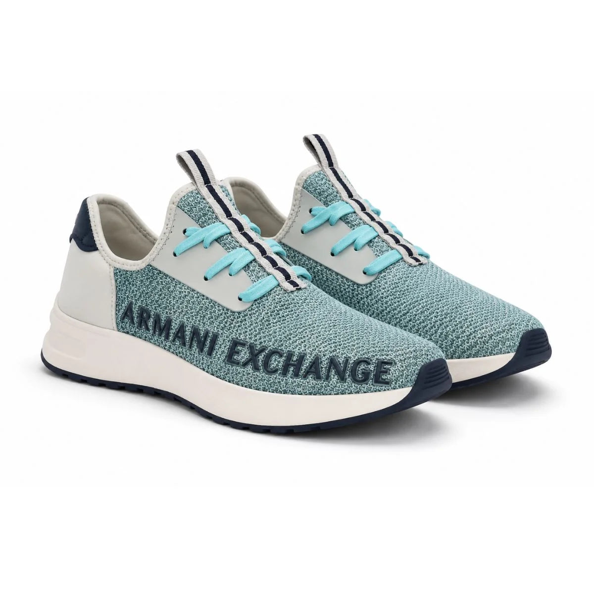 ARMANI EXCHANGE XUX058 Logo Sock Style Sneakers - BLU - Blue / 40