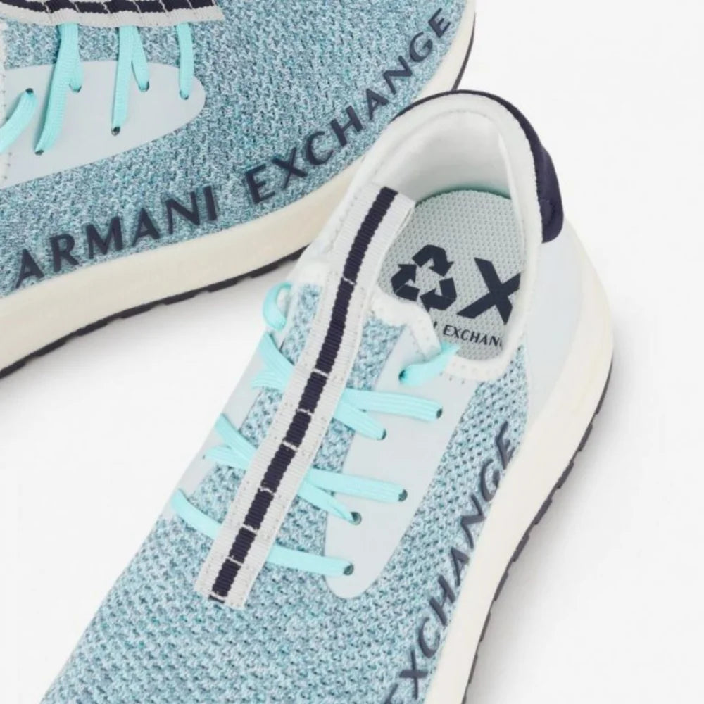 ARMANI EXCHANGE XUX058 Logo Sock Style Sneakers - BLU - Shoes