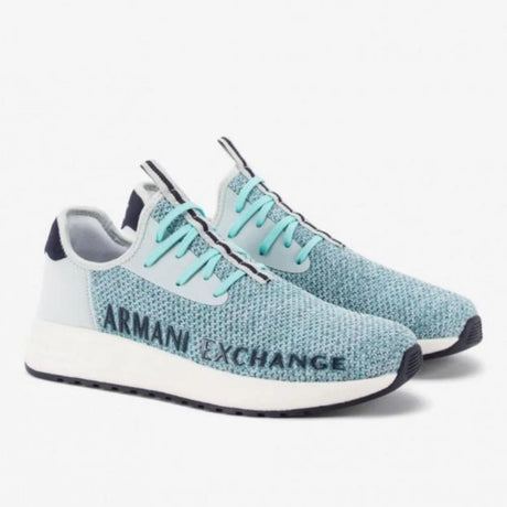 ARMANI EXCHANGE XUX058 Logo Sock Style Sneakers - BLU - Shoes