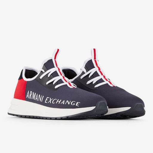 ARMANI EXCHANGE XUX058 Logo Sock Style Sneakers - NVYRED - Navy/Red / 41 - Shoes