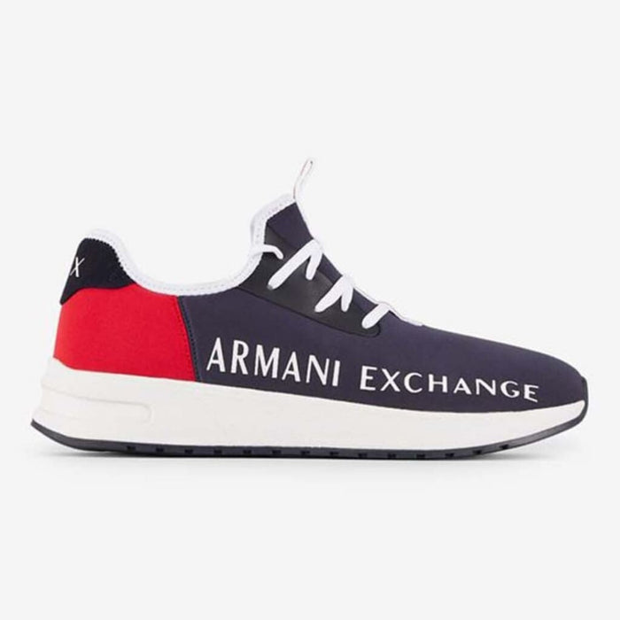 ARMANI EXCHANGE XUX058 Logo Sock Style Sneakers - NVYRED - Shoes