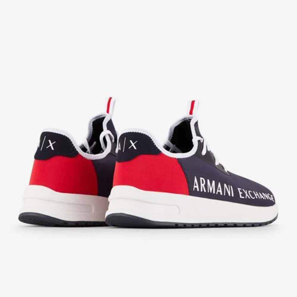 ARMANI EXCHANGE XUX058 Logo Sock Style Sneakers - NVYRED - Shoes