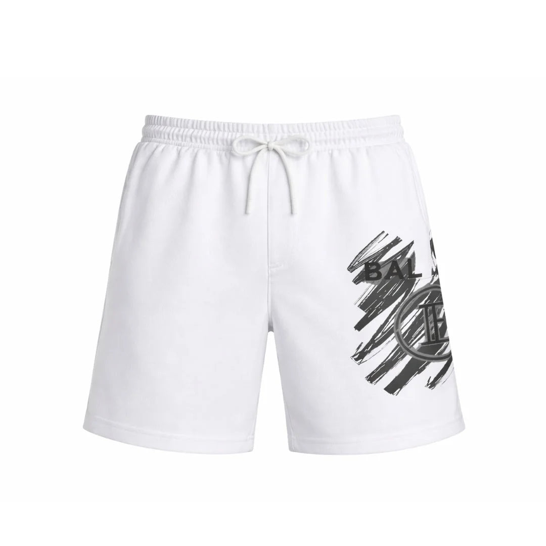 BALMAIN Logo Graphic Swim Shorts Men - WHT - White / S