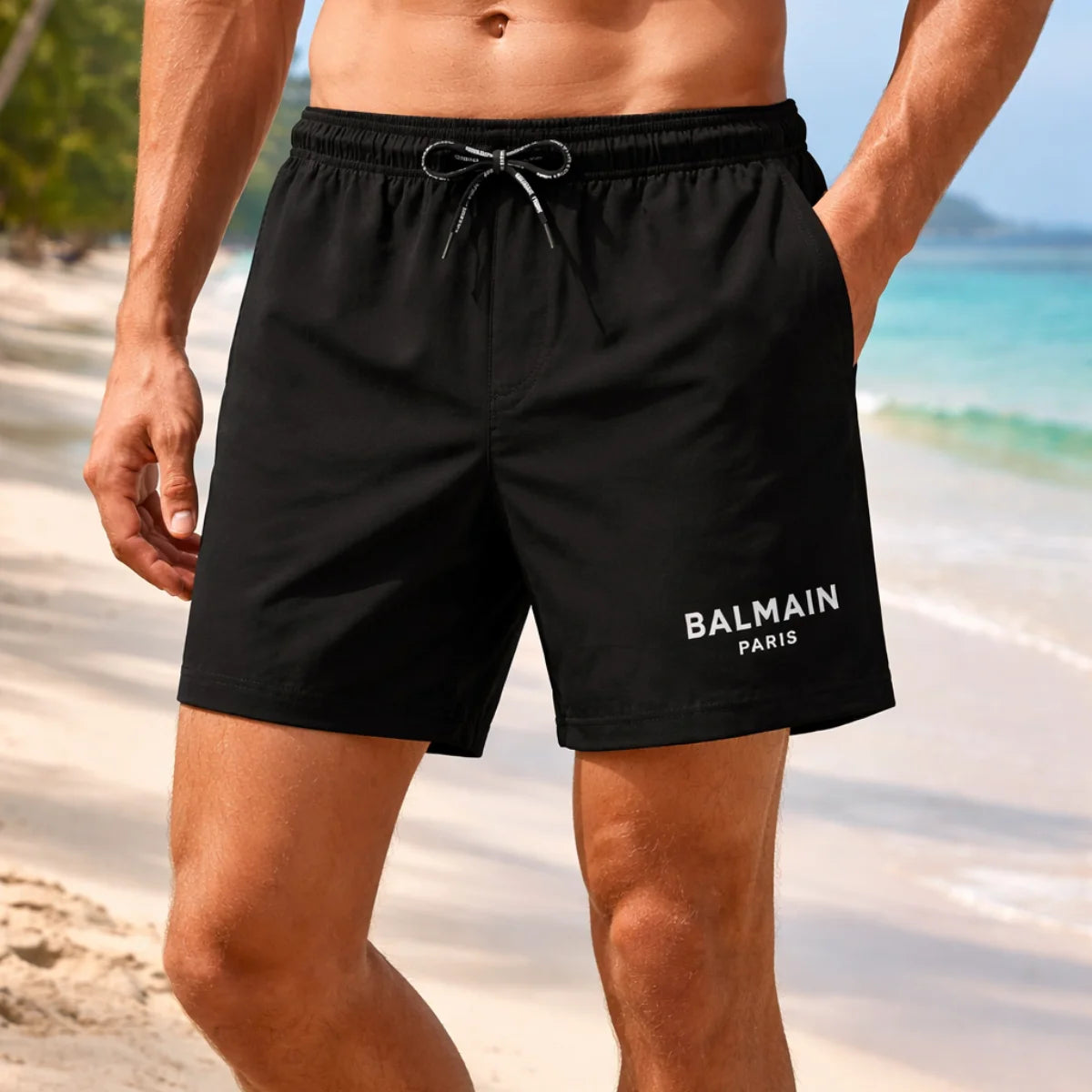 BALMAIN Logo Swim Shorts Men - BLK