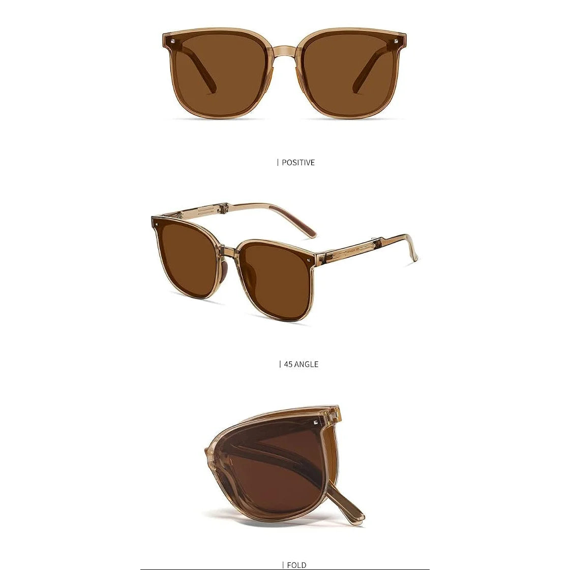 BENEUNDER Mini Folding Sunglasses Women -BRN - Open brown