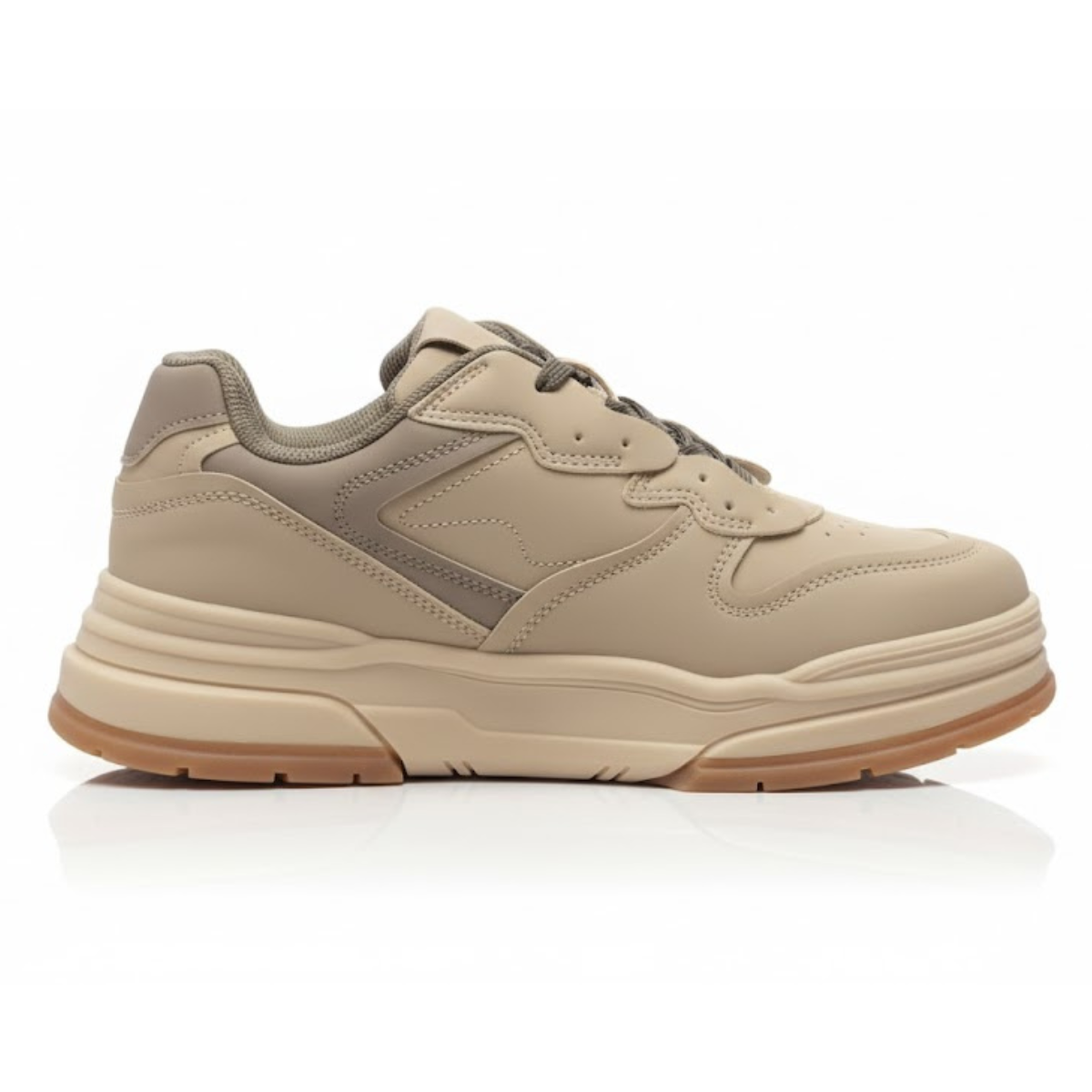 Bershka Contrast Panel Chunky Sneakers - BEG - Beige / 40