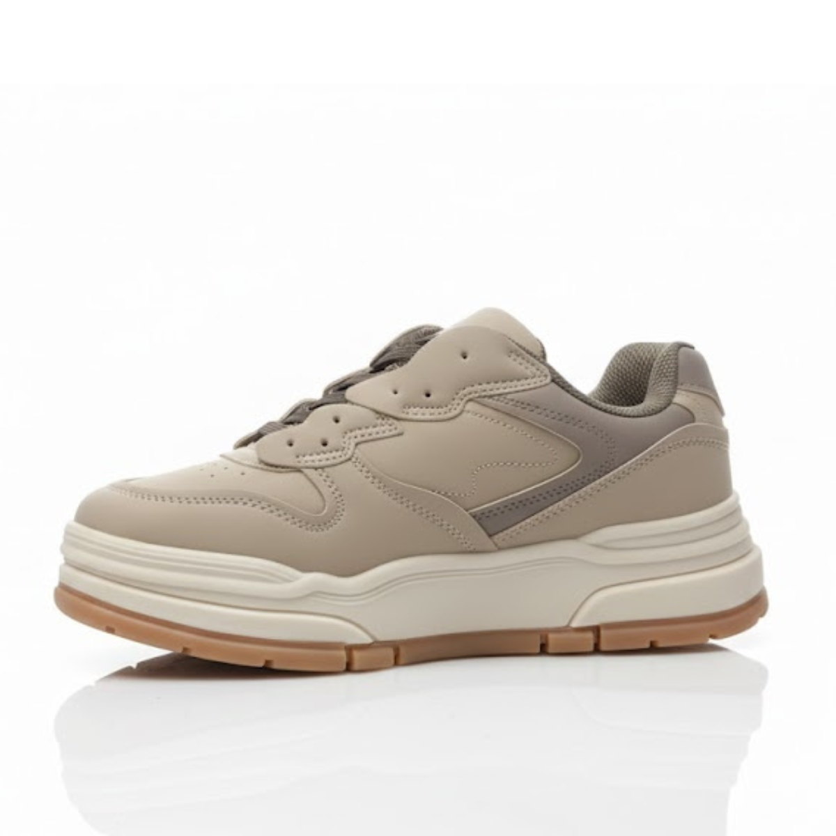 Bershka Contrast Panel Chunky Sneakers - BEG