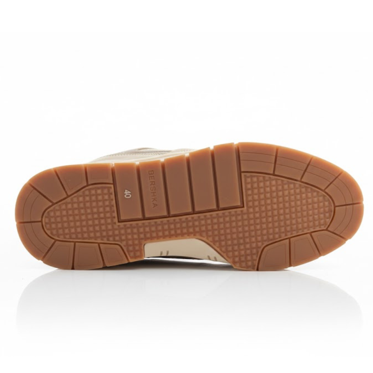 Bershka Contrast Panel Chunky Sneakers - BEG