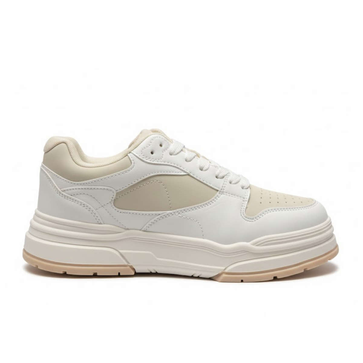 Bershka Contrast Panel Chunky Sneakers - BEGWHT - Beige-White / 40