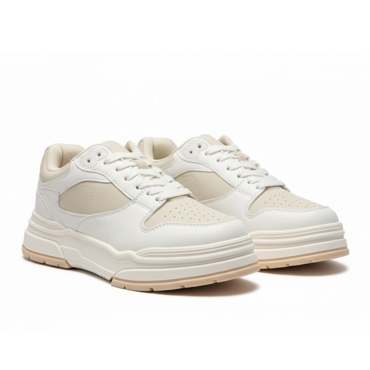 Bershka Contrast Panel Chunky Sneakers - BEGWHT