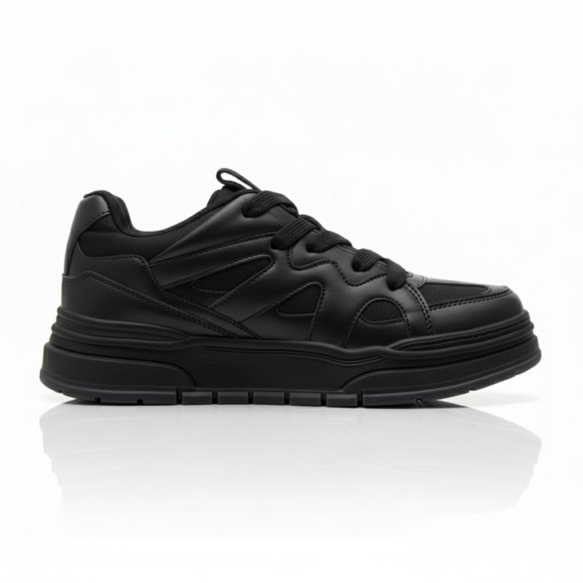Bershka Multi-layered Chunky Sneakers - BLK - Black / 40