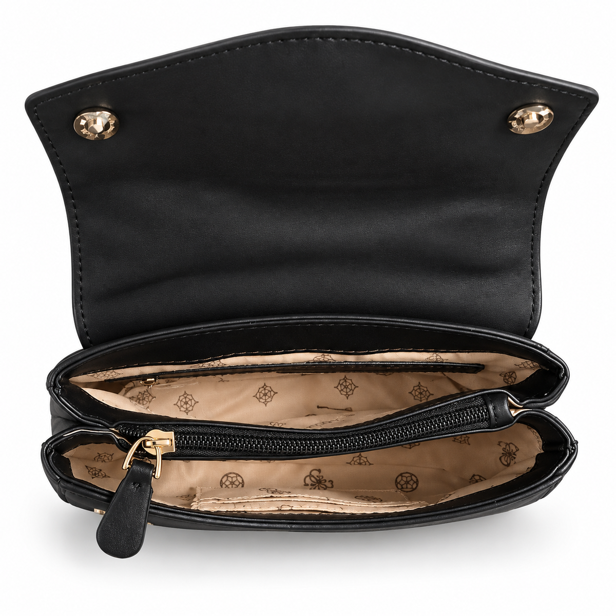 GUESS Triangle Logo Flap Crossbody Bag -  BLK