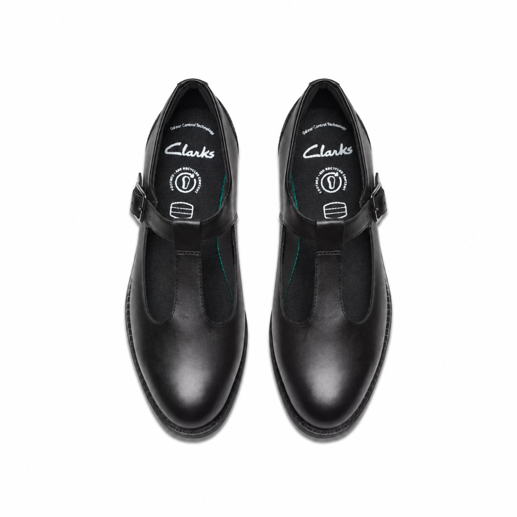 Clarks Tapa Hope Youth Black Leather Women  - BLK