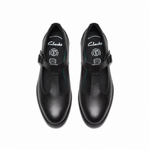 Clarks Tapa Hope Youth Black Leather Women  - BLK