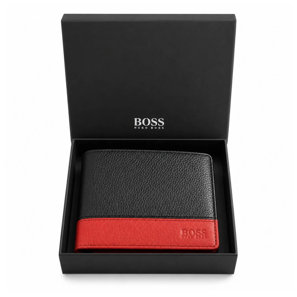 BOSS Bi-Fold Leather Wallet Men - BLKRED - Black