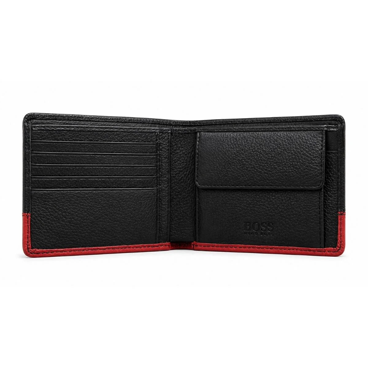 BOSS Bi-Fold Leather Wallet Men - BLKRED - Black