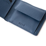 BOSS Grained Leather Embossed logo Bi-Fold Wallet - BLU - Blue