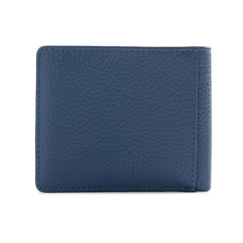 BOSS Grained Leather Embossed logo Bi-Fold Wallet - BLU - Blue