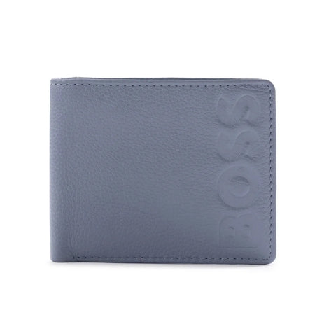 BOSS Grained Leather Embossed logo Bi-Fold Wallet - SKY - Sky Blue