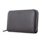 BOSS Leather Zip-Up Wallet with Logo