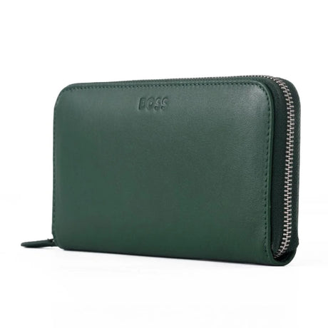 BOSS Leather Zip-Up Wallet with Logo