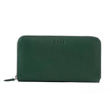 BOSS Leather Zip-Up Wallet with Logo - Fossil Wild Duck