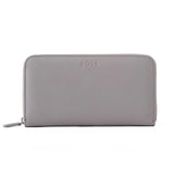 BOSS Leather Zip-Up Wallet with Logo - Sauvage Grey