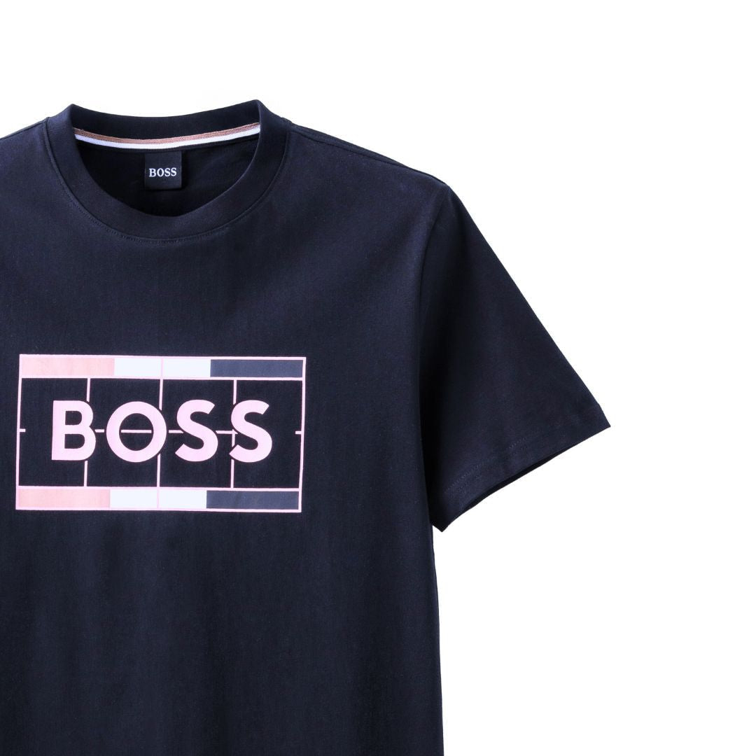 BOSS T-Shirt Cotton Jersey Typographic Art Men 50486210-NVY