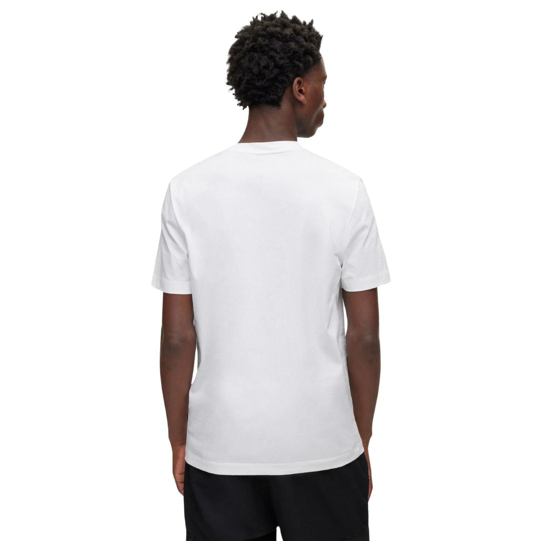 BOSS T-Shirt Cotton Jersey Typographic Art Men 50486210-WHT