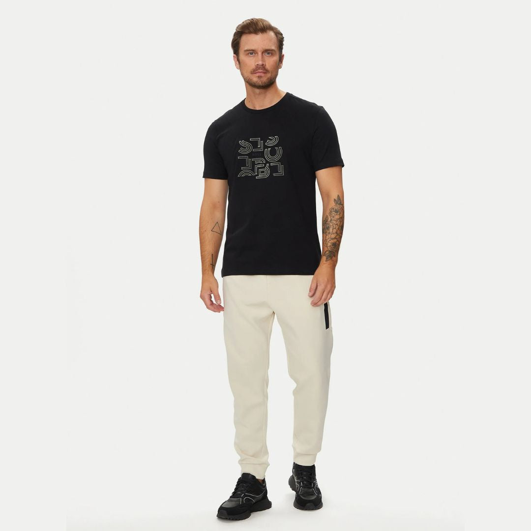 BOSS T-Shirt Cotton Jersey Typographic Art Men 50519350-BLK