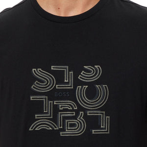 BOSS T-Shirt Cotton Jersey Typographic Art Men 50519350-BLK