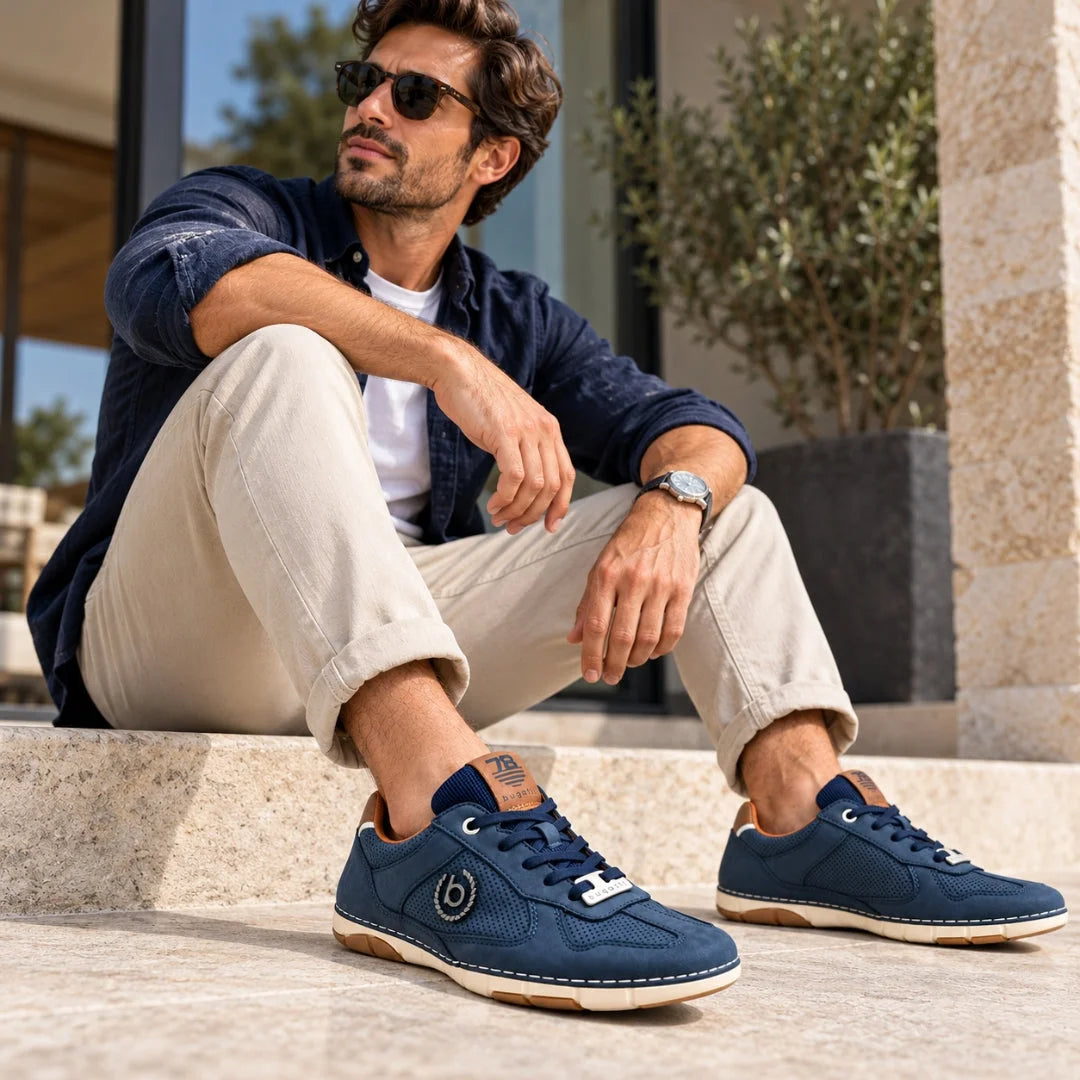 Bugatti Causal Leather Sneakers Men 0112-BLU