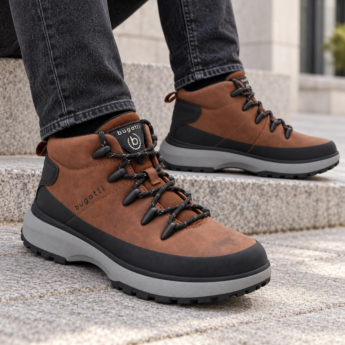 Bugatti Men’s Lace-Up Ankle Boots- BRN