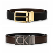 Calvin Klein 2 Buckles Double Face Leather Belt Men - BLKBRN - Black-Brown / 110 CM