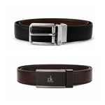 Calvin Klein 2 Buckles Double Face Leather Belt Men - BLKBRN - Black-Brown / 110 CM