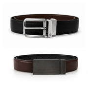 Calvin Klein 2 Buckles Double Face Leather Belt Men - BLKBRN - Black- Brown / 110 CM