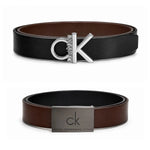 Calvin Klein 2 Buckles Double Face Leather Belt Men - BLKBRN - Black- Brown / 110 CM
