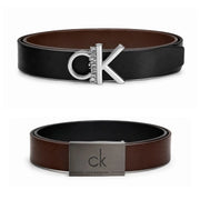 Calvin Klein 2 Buckles Double Face Leather Belt Men - BLKBRN - Black- Brown / 110 CM