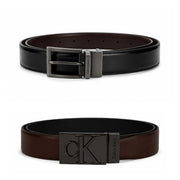 Calvin Klein 2 Buckles Double Face Leather Belt Men - BLKBRN - Black- Brown / 110 CM
