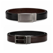 Calvin Klein 2 Buckles Double Face Leather Belt Men - BLKBRN - Black-Brown / 115 CM