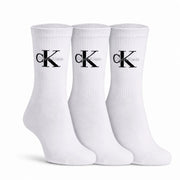 Calvin Klein 3-Pack Soft Cotton Stretch Crew Socks C220 - WHT - White C2 / 3 Pairs
