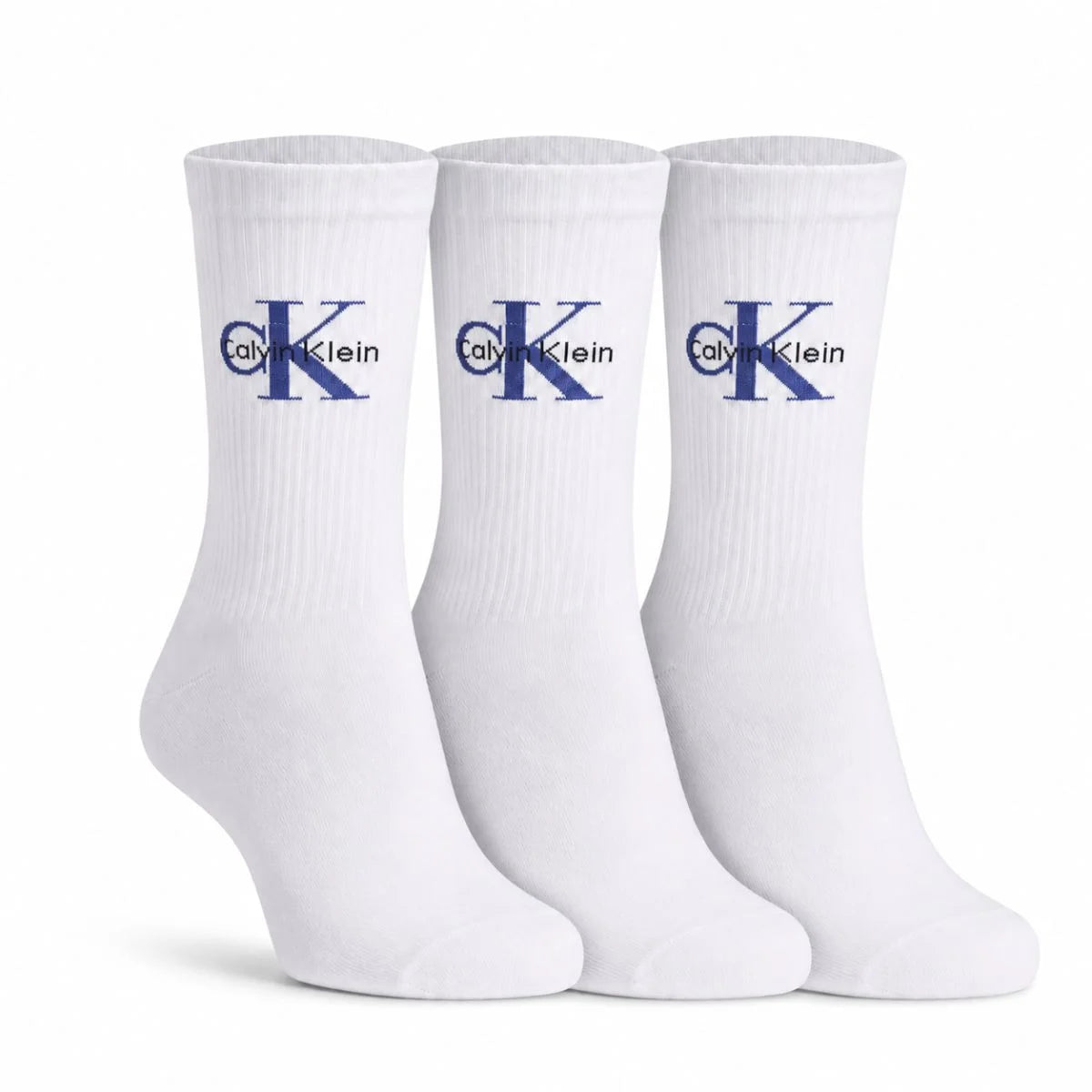 Calvin Klein 3-Pack Soft Cotton Stretch Crew Socks C220 - WHT - White / 3 Pairs