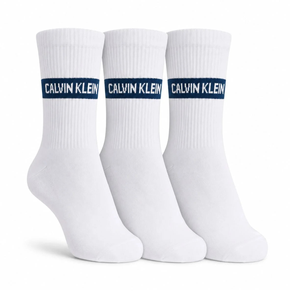 Calvin Klein 3-Pack Soft Cotton Stretch Crew Socks C221 - WHT - White / 3 Pairs
