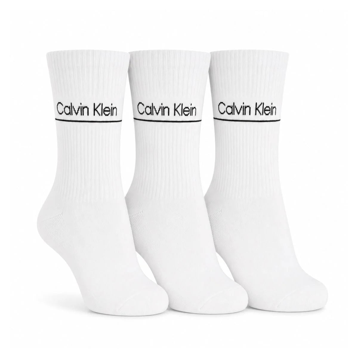 Calvin Klein 3-Pack Soft Cotton Stretch Crew Socks C222 - WHT - White / 3 Pairs
