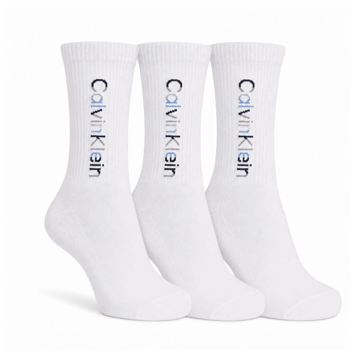 Calvin Klein 3-Pack Soft Cotton Stretch Crew Socks C223 - WHT - White / 3 Pairs