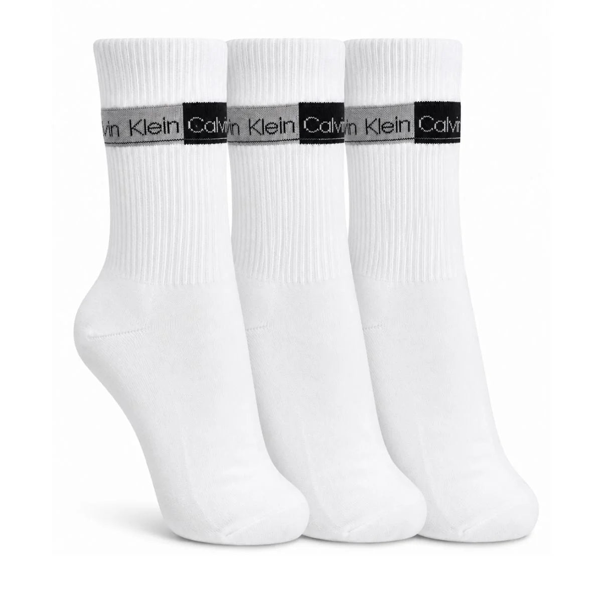 Calvin Klein 3-Pack Soft Cotton Stretch Crew Socks C224 - WHT - White / 3 Pairs