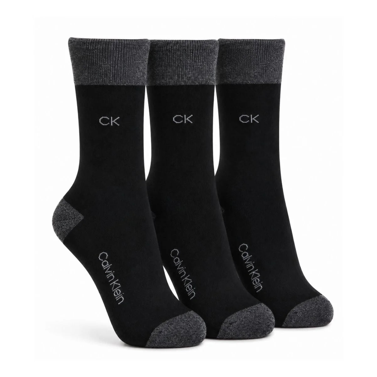 Calvin Klein 3-Pack Soft Cotton Stretch Crew Socks C225 -BLK - Black / 3 Pairs