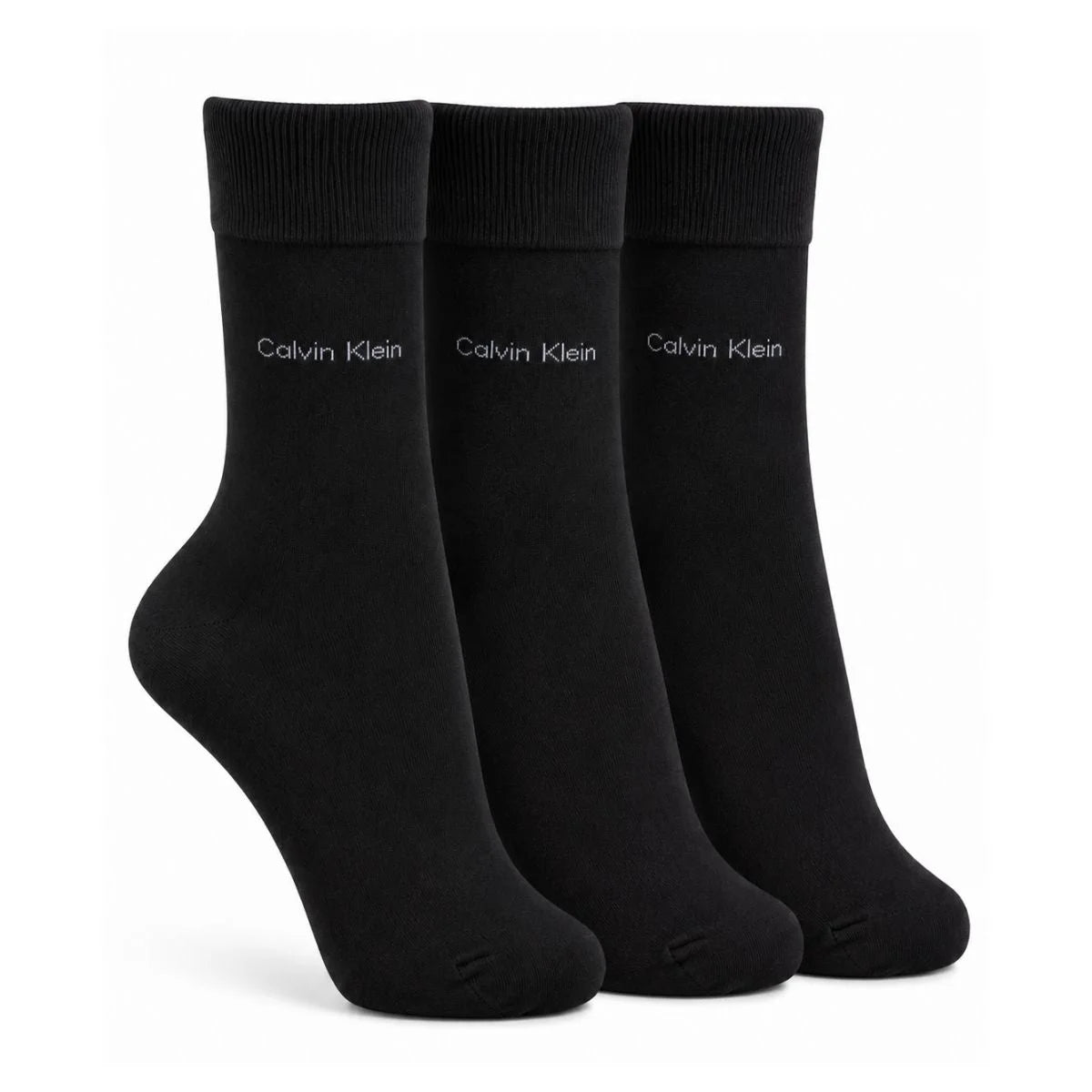 Calvin Klein 3-Pack Soft Cotton Stretch Crew Socks C226 -BLK - Black C1 / 3 Pairs